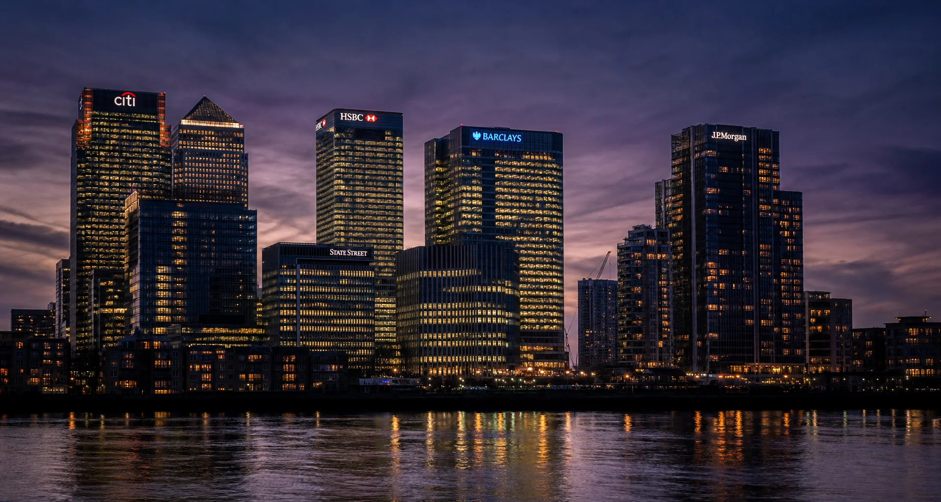 Modern financial district architectural skyline